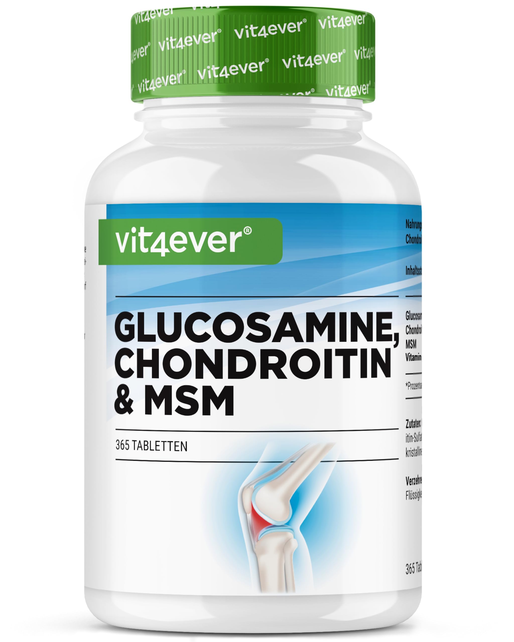 Embalagem vit4ever Glucosamina Condroitina MSM, 365 comprimidos